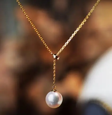 

Free shipping Akoya natural seawater pearl Y shape adjustable necklace