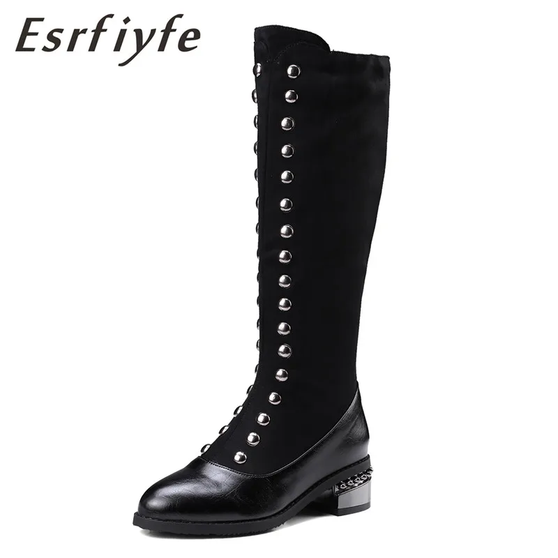 ESRFIYFE 2018 New Winter Short Plush Boots Round Toe Platform Knee High Side Zipper Punk Style Zapatos De Mujer | Обувь