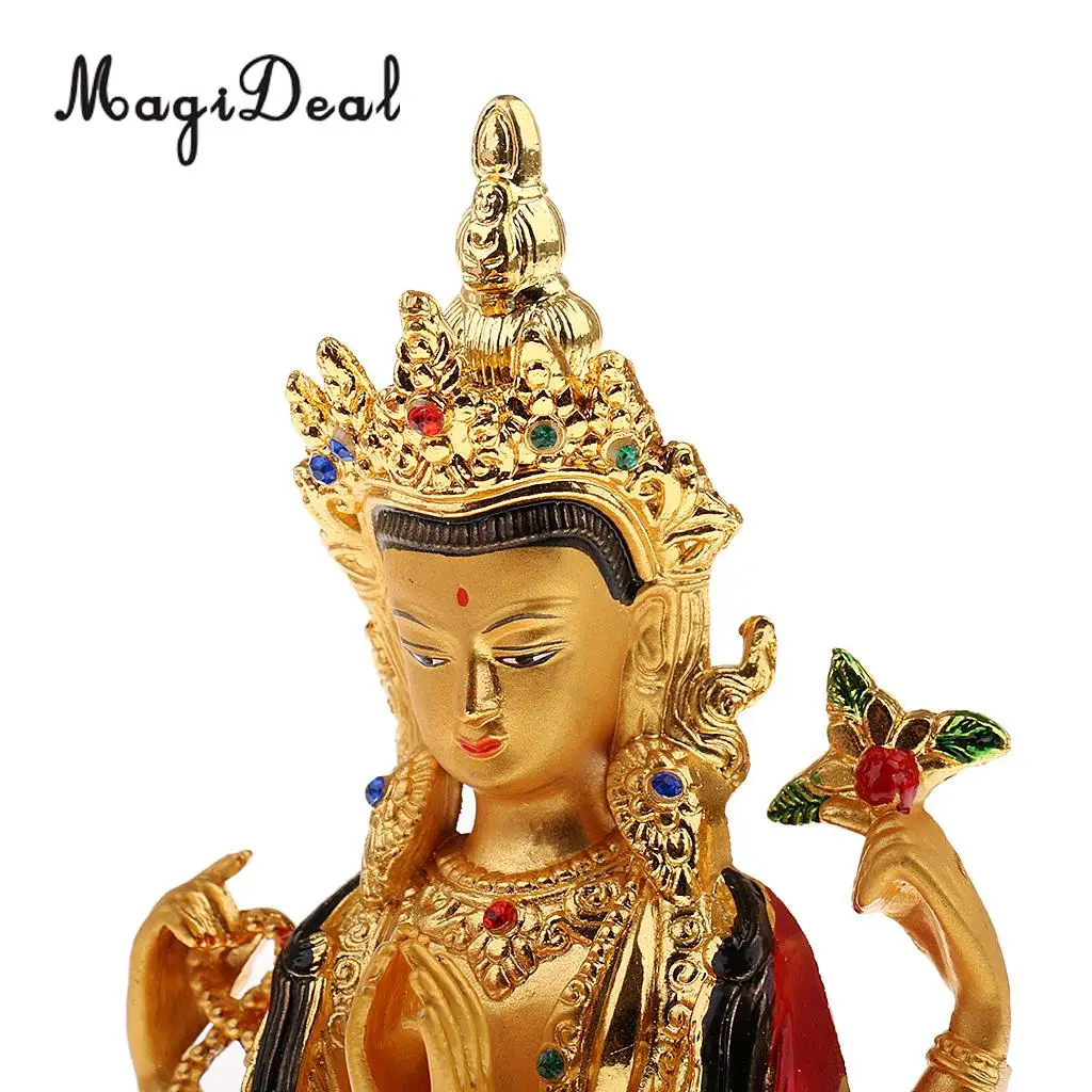 Avalokitesvara Buddha Statue Tibetan Small Gilded Statues Bodhisattva Home Temple Decor Buddhist Supplies Bless Good Luck