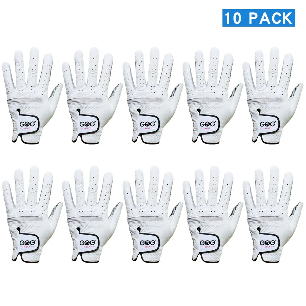 Pack of 10 Pcs Men's Golf Gloves Wear on Left Hand Gloves Soft Breathable Pure Sheepskin slip-resistant design