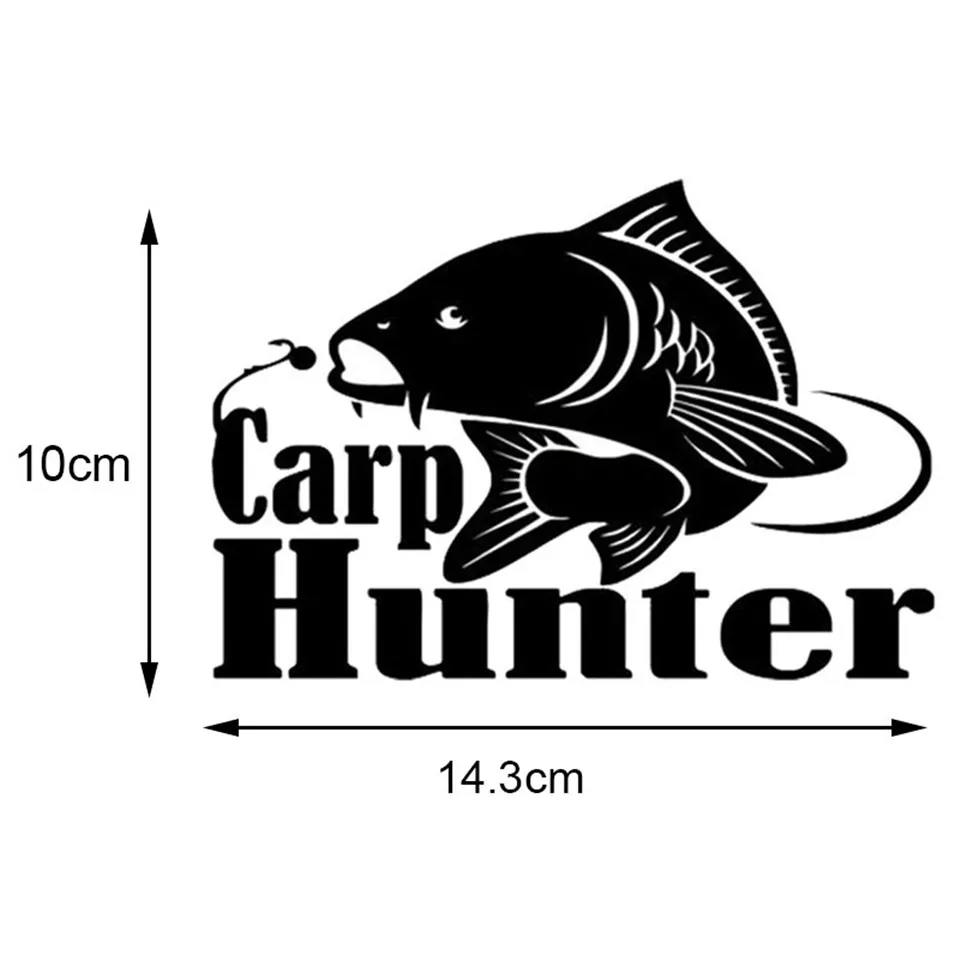 14.3cm10cm Carp Hunter Vinyl Car Styling Fishing Window Decal Sticker BlackSilverlaser 1510CM (1)