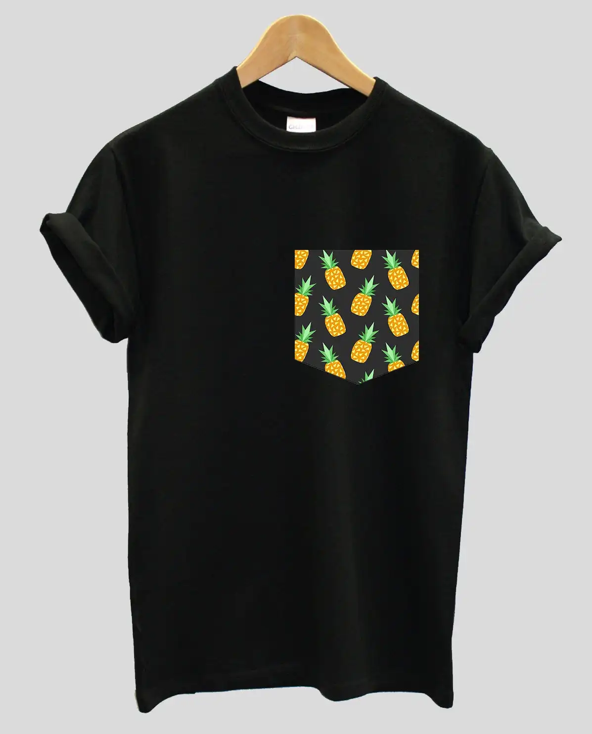 

Summer Kawaii Pineapple Printed Pocket T shirt Unisex Casual Tumblr Fashion Tees Plus Size Harajuku Cotton Tees Hipster Clothes