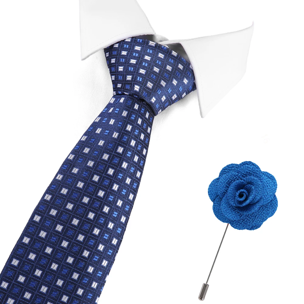 

Necktie Accessories Tie And Brooch Set 100% Silk Jacquard Flower Floral cravatta Ties Men's Classic Bridegroom Business Tie Man