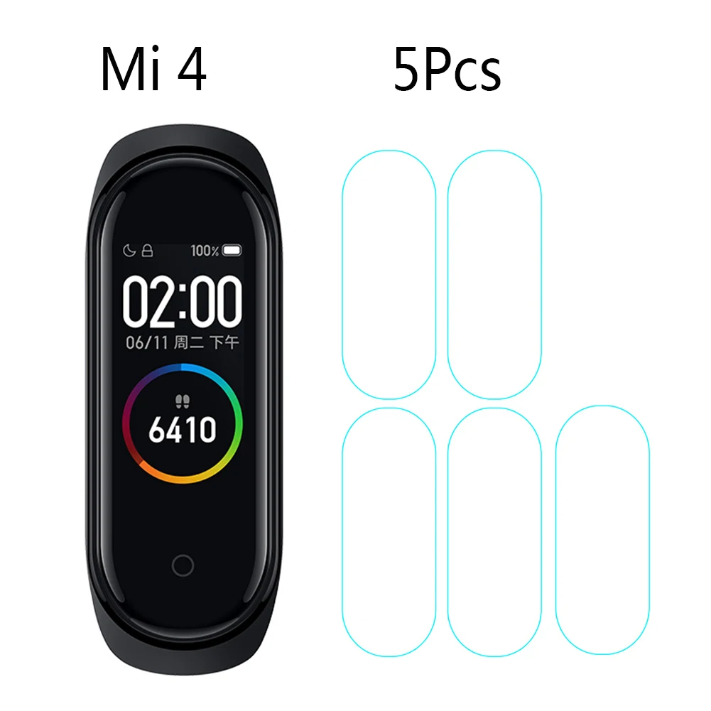 1/2/3/4/5 шт умное закаленное гидрогель Полный пленка Centechi для Mi Band 4 устойчивая к царапинам прозрачная скрин защитный 3D пленка - Цвет: 5pcs