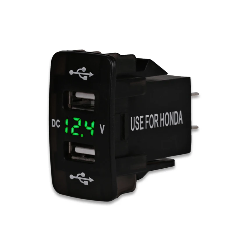  Urbanroad DC 12-24V Dual USB Port Car Charger Cigarette Lighter Socket Power Adapter with LED Digit
