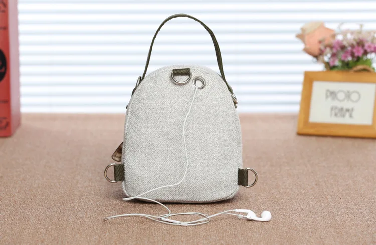 Модный Национальный женский льняной маленький рюкзак, женская сумка на плечо с вышивкой, повседневный мультяшный портативный вязаный рюкзак для девочек