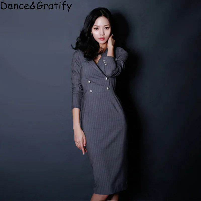 striped work dress