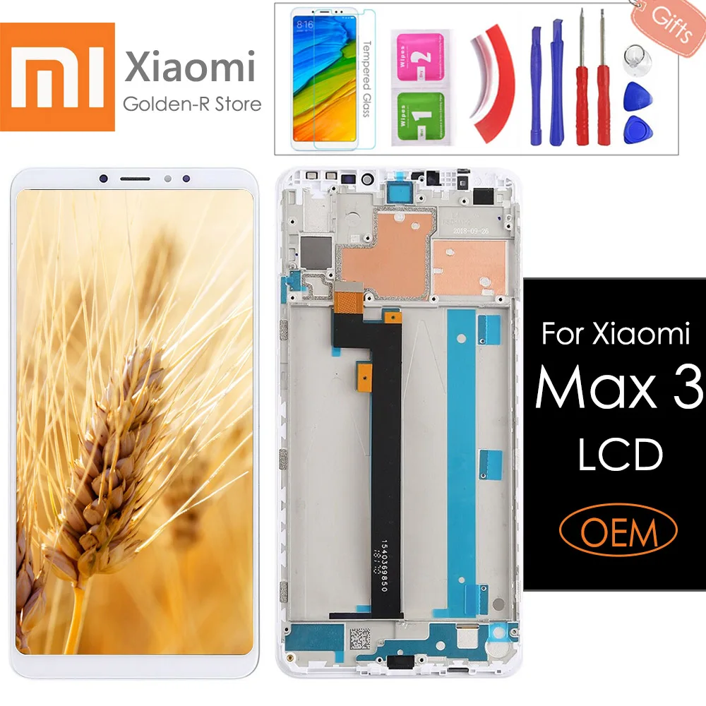 

6.9" Original For XIAOMI Max 3 LCD Display Touch Screen with Frame Digitizer For Xiaomi Max3 LCD Display Assembly +Gifts