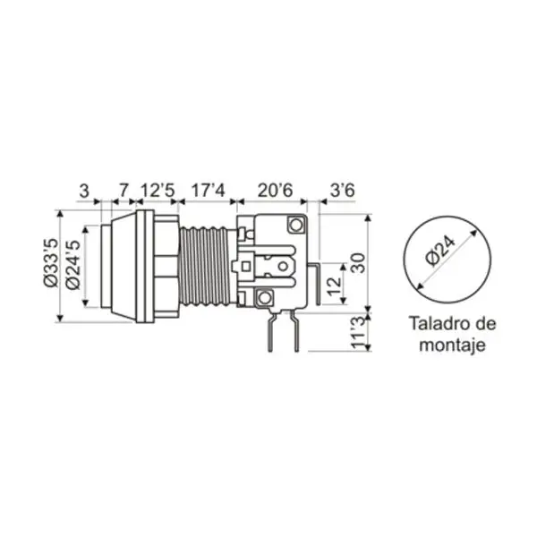 Красная светящаяся кнопка с микропереключателем 2 W 16A электро DH 11 526/R