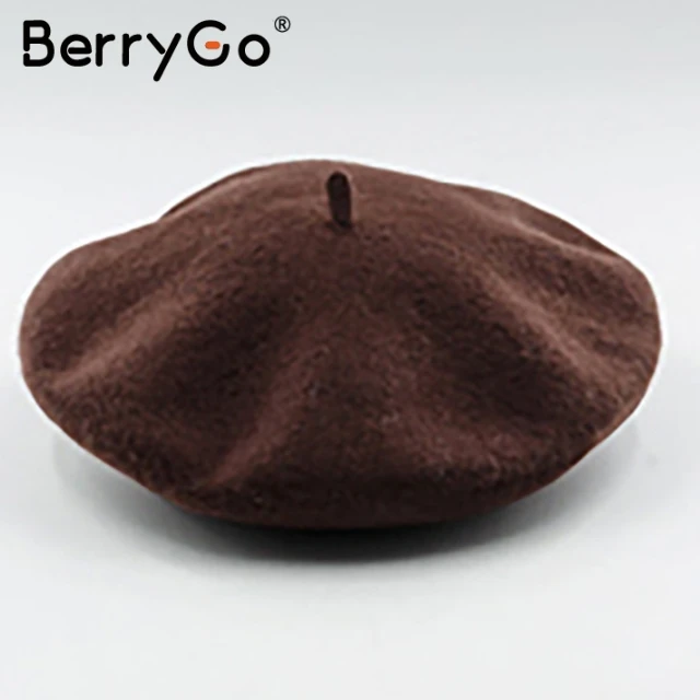 BerryGo, зимний шерстяной женский берет шапка Кепка, Повседневная Уличная одежда, Черный берет, кепка, элегантный теплый осенний женский Французский Берет, шапочка - Цвет: Color12