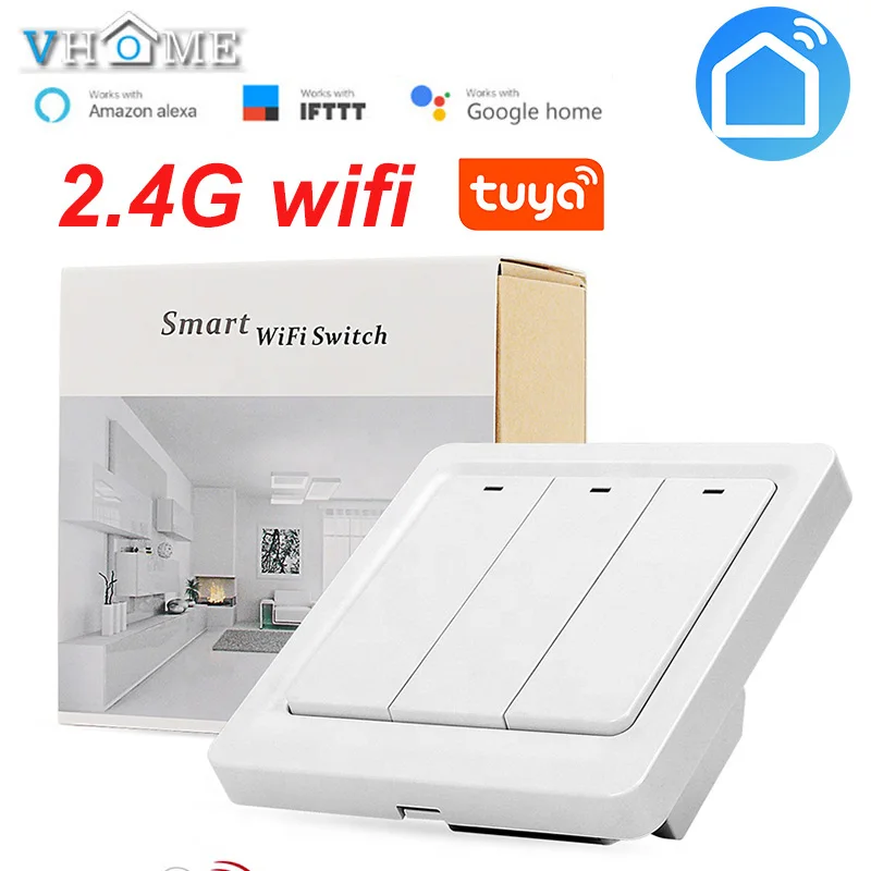 

Vhome Tuya Smart Life Wifi Light Switch Wireless Wall Remote Button Switch Alexa,Google home AC 100-240V For Home Bedroom