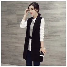 Vest Cardigan Women Waistcoat Sleeveless Vest Long Jacket Solid Colete Cardigan Coat Outwear For Female Autumn FreeStyle