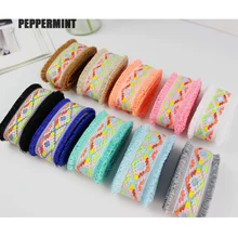 1 jarda 45mm bordado tassel laço étnico franjas guarnição fita costura latina vestido palco vestuário cortina decorativa