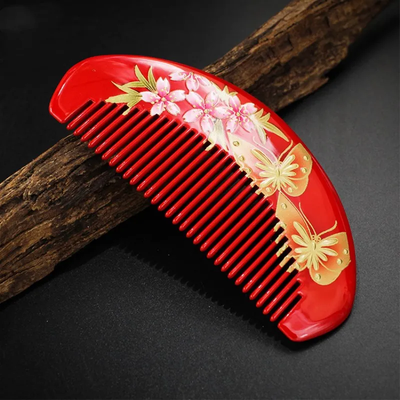 

2019Pure natural boxwood Handpainted lacquer comb, high-grade health care massage hair comb new stylehair brushes hair styling