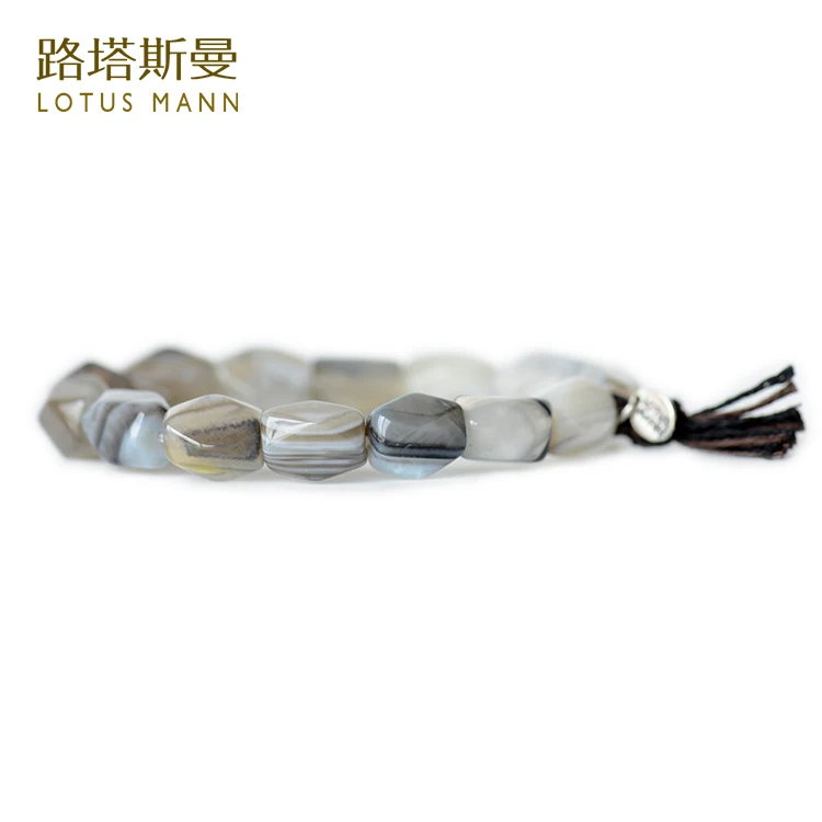 

Lotus Mann Big black onyx lap small tassel bracelet 0825