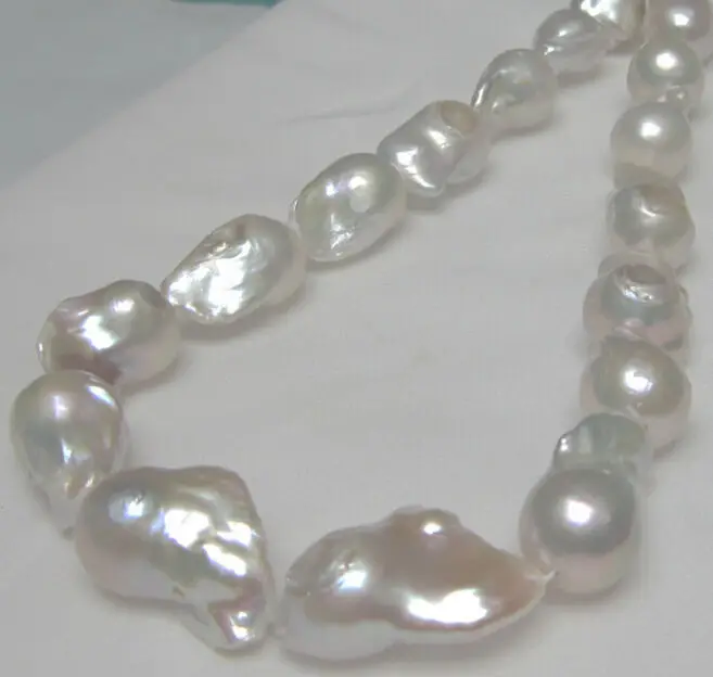 

HOT## Wholesale FREE SHIPPING >>>25MM SOUTH SEA WHITE PEARL NECKLACE20inch 14k Gold Clasp