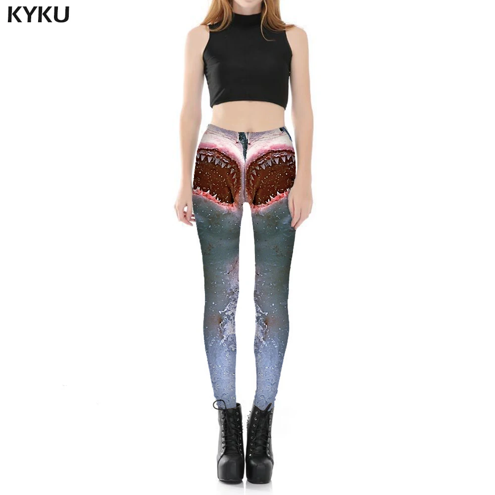 

KYKU Brand Shark Leggings Women Animal Leggins Tropical Printed pants War Sexy Water Ladies Womens Leggings Pants Fitness