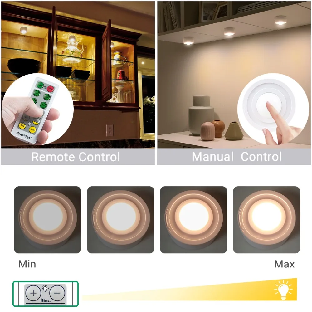 Беспроводной дистанционного Управление светодиодный шайба ночные огни LED лампы для кабинета с регулируемой яркостью и функции таймера