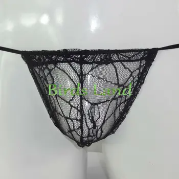 

Mens adjustable pouch string thong Low Rise big poly net G3259