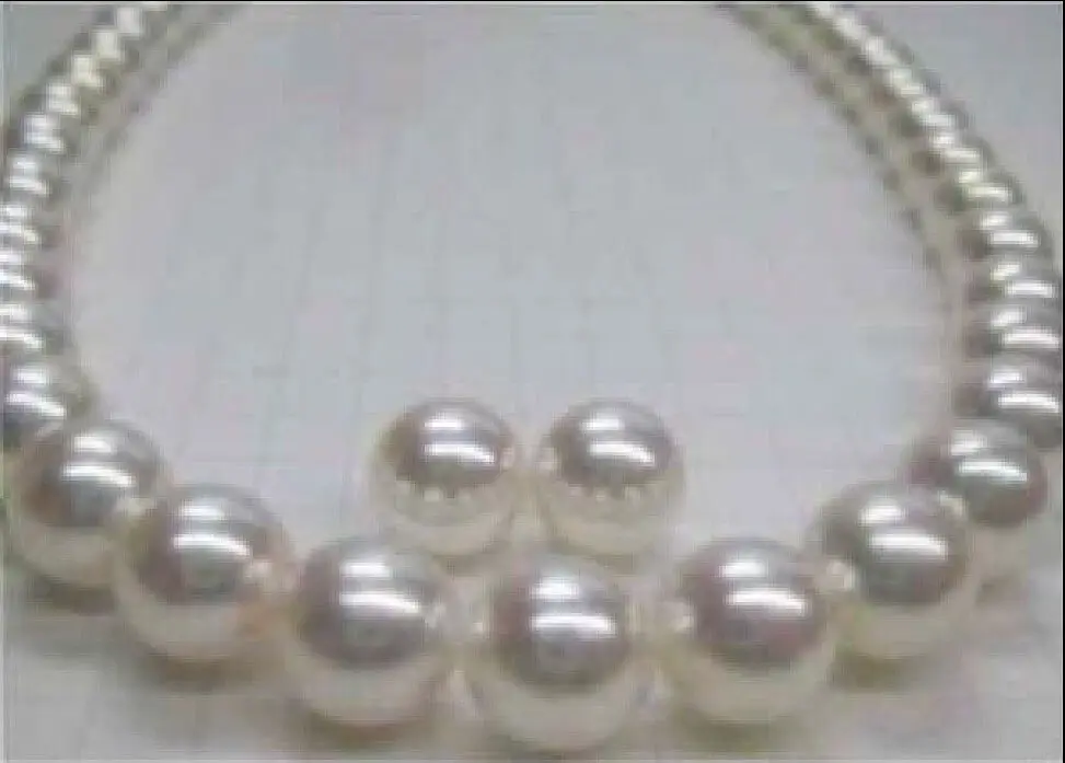 

VERY CHARMING 18" 10-11MM SOUTH SEA NATURAL WHITE PEARL NECKLACE EARRING 14KGP a(5.18)