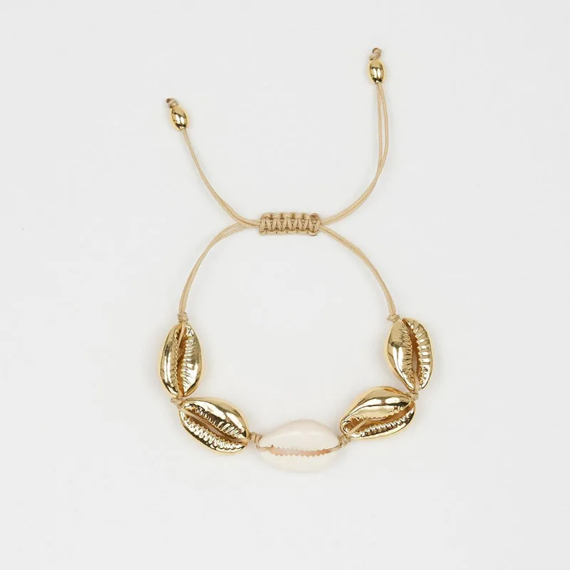 Модный популярный ювелирный браслет каури для женщин, нежный золотистый цвет, легкий браслет ручной работы для женщин - Окраска металла: KWS200