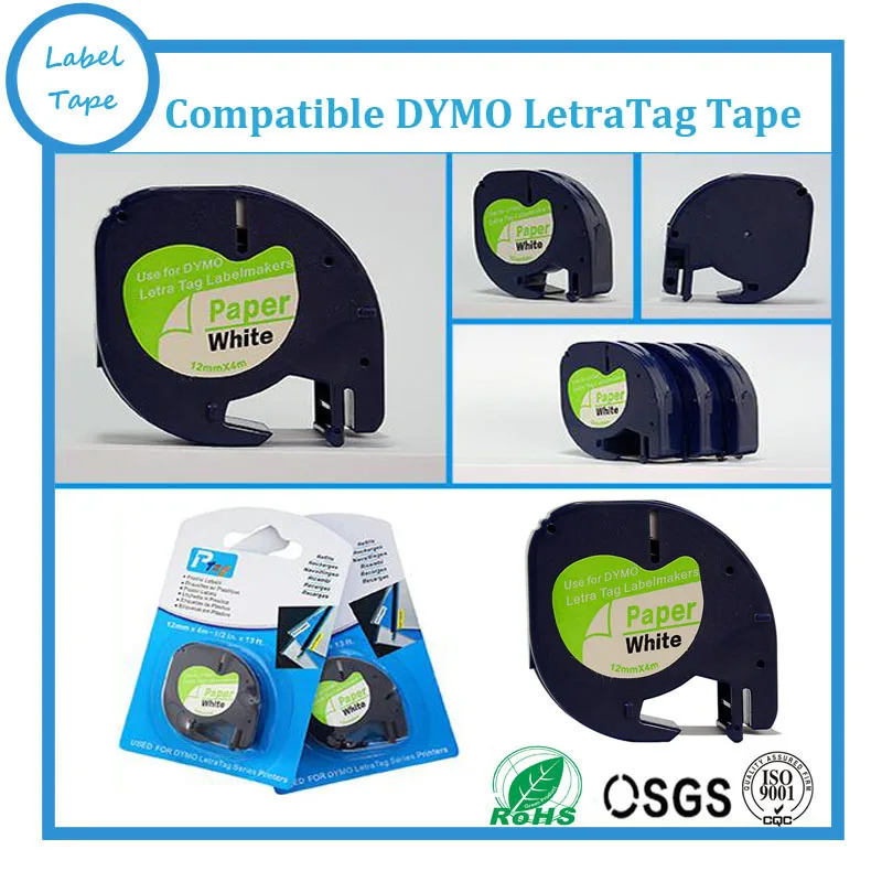 3PK/лот DYMO Letratag бумажная лента 12 мм черный на белом LT 91200 для dymo принтера Бесплатная