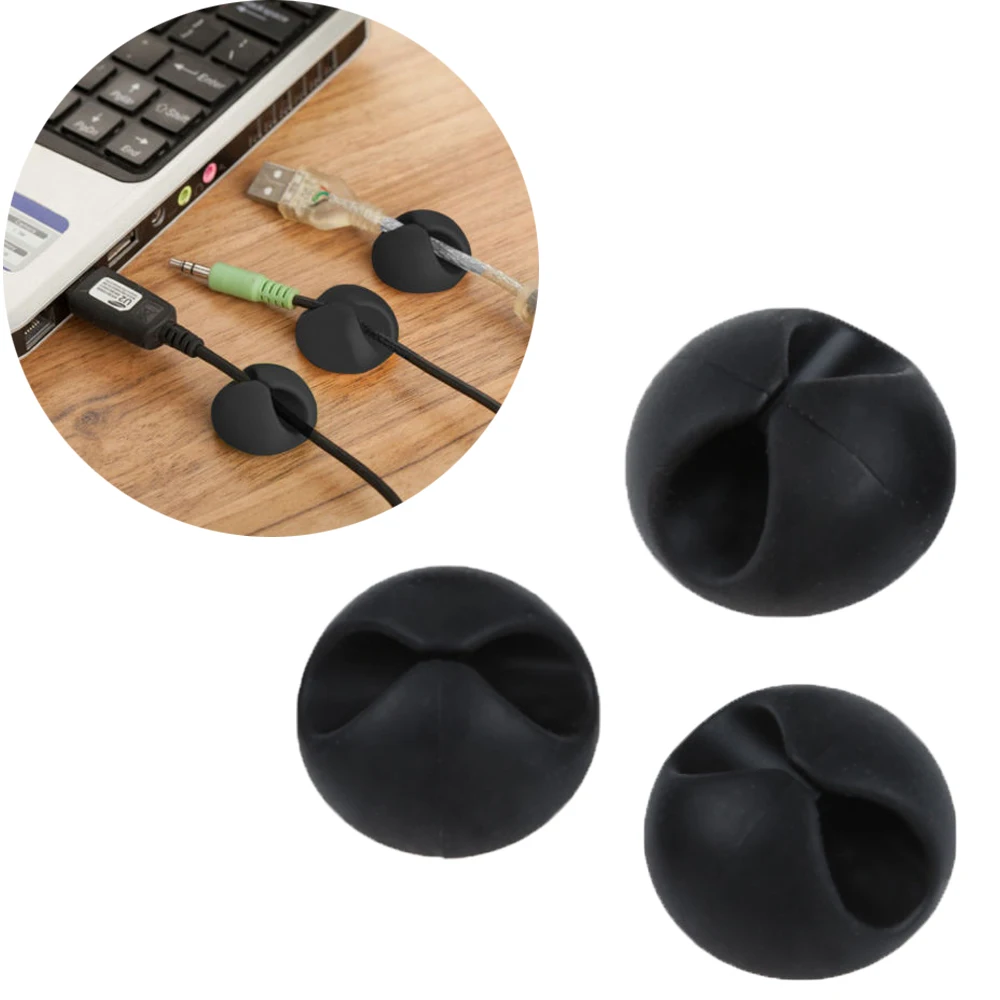 

5pcs/Lot Cable Clips USB Charger Holder Desk Tidy Organiser Wire Cord Lead Holder Secure Table Black White 3