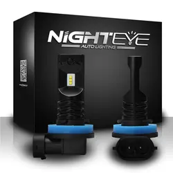 NIGHTEYE H9 белые лампы для передних фар Противотуманные огни 1600LM 80 Вт/заданная величина 6500 k с светодиодные чипы csp лампа светодиодный авто