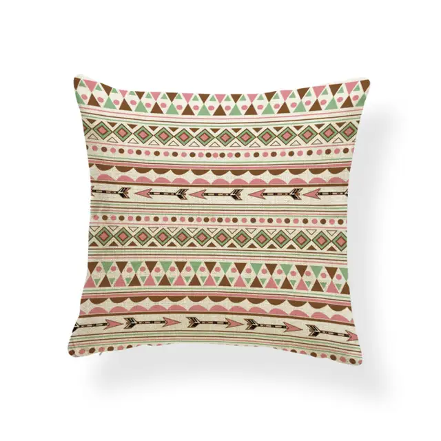 Geometry Diamond Round Cushion Cover Tribal Patterns Pillowcase