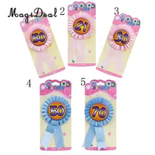 MagiDeal 21st 30th 50th 70th Glücklich Geburtstag Party Award Band Rosette Abzeichen Brosche Geburtstag Party Favors Geschenke Phantasie Kleid(China)