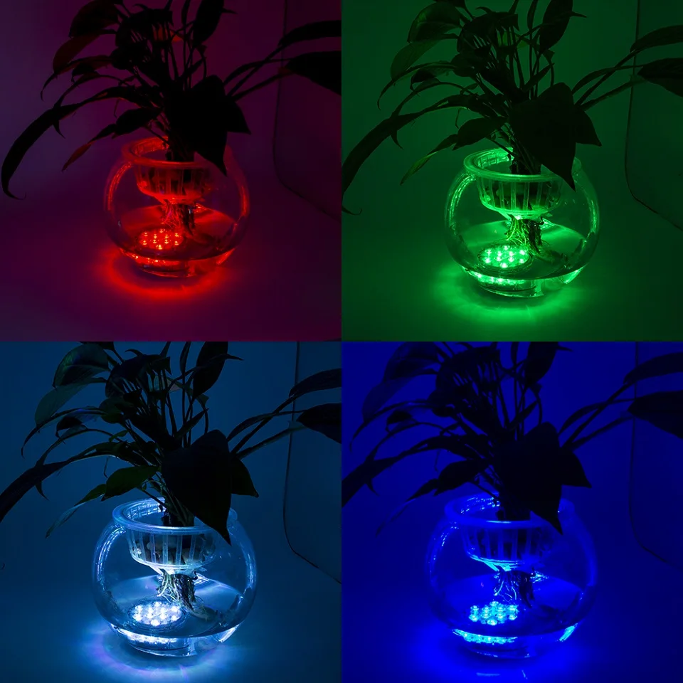 10 светодиодов цветная(RGB) светодиодная подводная лампа пруд погружной IP67 Водонепроницаемый свет для плавательных бассейнов Батарея работает для Свадебная вечеринка