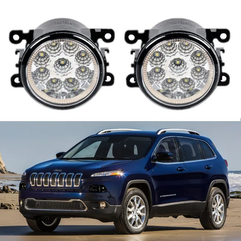 Car Styling For Jeep Cherokee KL 2014 2015 2016 9 Pieces Leds Chips LED Fog Light Lamp H11 H8