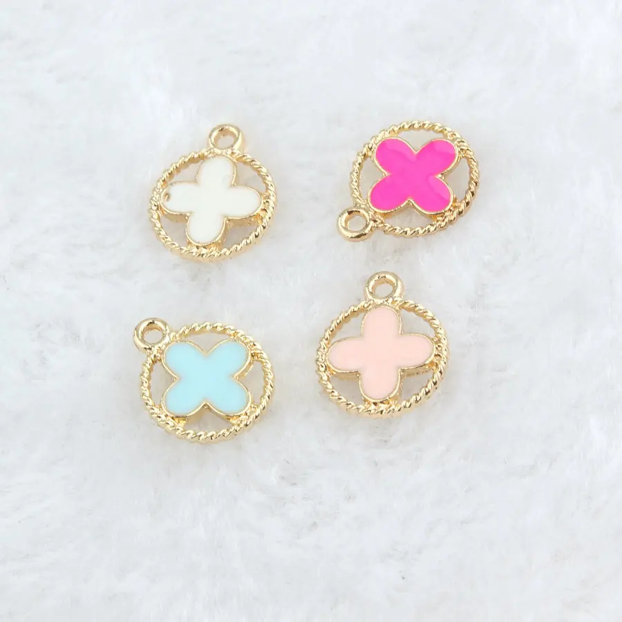 

5pcs/lot High Quality Charms KC Golden Four Leaf Clover Key Charm Bracelet Necklace Pendants Charms DIY Jewelry Accessories