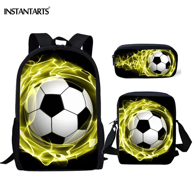 INSTANTARTS 3D школьный рюкзак для мальчиков, модный футбольный футбол, печать, высокое качество, Детский Повседневный Рюкзак, Набор сумок через плечо - Цвет: HME702CEK