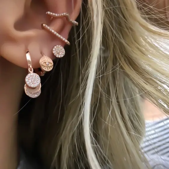 

geometric round disco charm Hoop earring 2019 european trendy modern women gorgeous earring