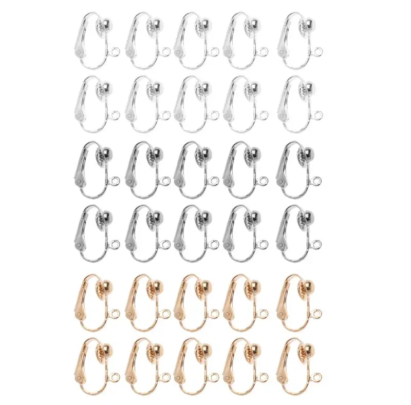 

10Pcs Gold Silver White Clip-on Earring Converter Brass Universal Jewelry Findings Easy Open Loop No Pierce Ear Jewelry Making