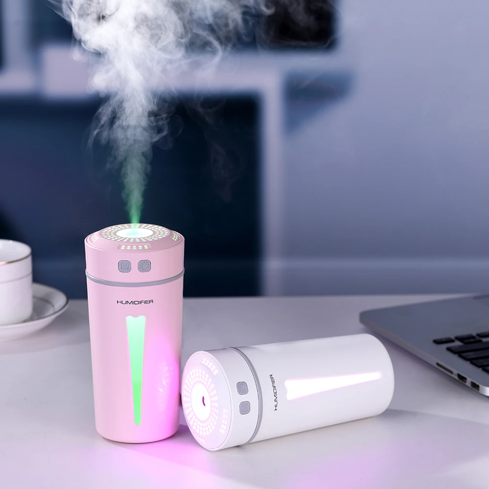 

Car Air Humidifier 260ml Essential Oil Diffuser With LED Night Light USB Happy Cup Humidifiers Car Aroma Diffuser