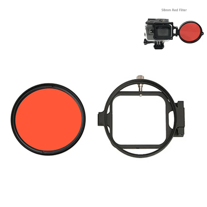 58mm Red Filter Дайвинг объектив подводный фильтр для объектива Красный фильтр 16X крупным планом объектив 16 раз макро объектив для Go pro GoPro Hero 7 6 5 Чехол - Цвет: 58mm Red Filter