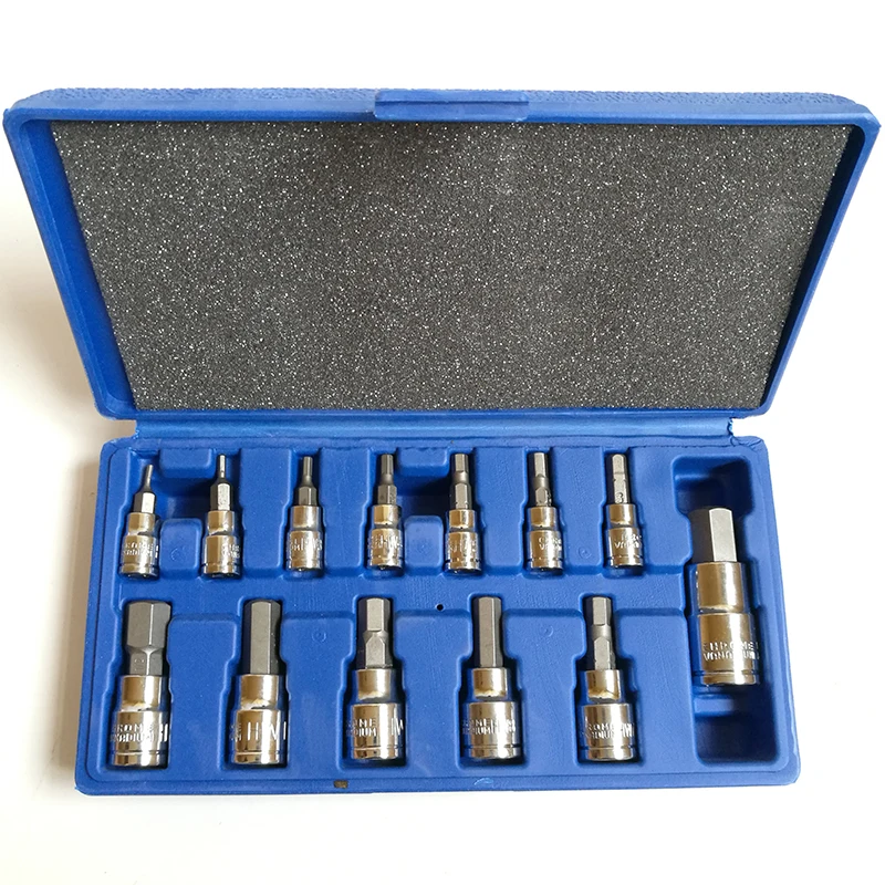 Mainpoint 13pc Allen Key Ratchet Wrench 1/4" 3/8" 1/2" Drive Chrome Vanadium Mirror Polished