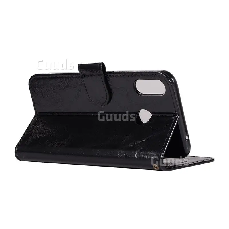 Luxury Retro Leather Wallet Case for Asus ZenFone 5Z ZS620KL - Black