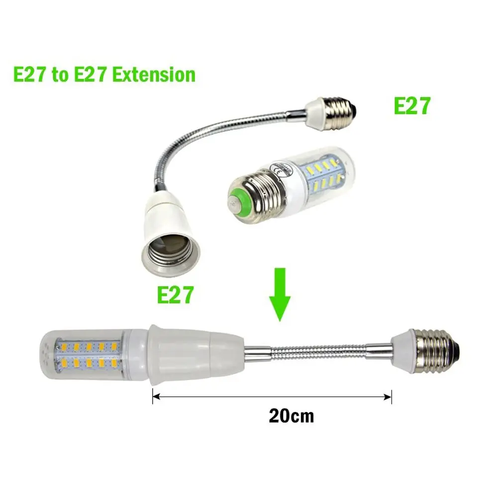 Светодиодный свет лампы держатели-преобразователи для ламп адаптер гибкий E27 для E27 20 см Длина гибкий продлить основного разъема Тип