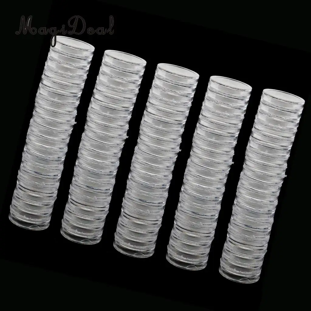 300pcs Clear Round Coin Capsule Container Storage Holder Case 19/22/28mm