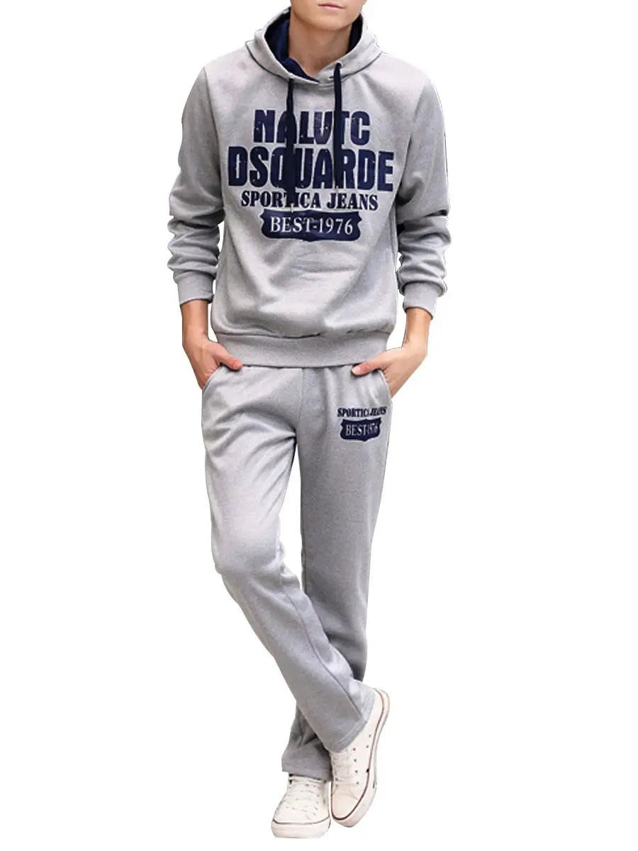 

Men's Active Tracksuit 2Pcs Letter Pattern Drawstring Breathable Activewear