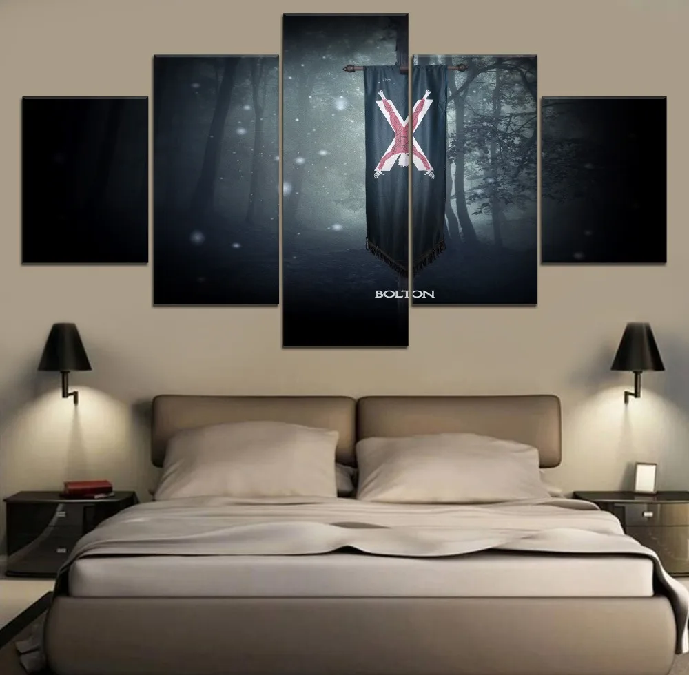 

Modern Artwork Poster 5 5 Pieces Game of thrones Movie Painting Wall Art Decor Modular Framework Canvas HD Print Picture Artwork