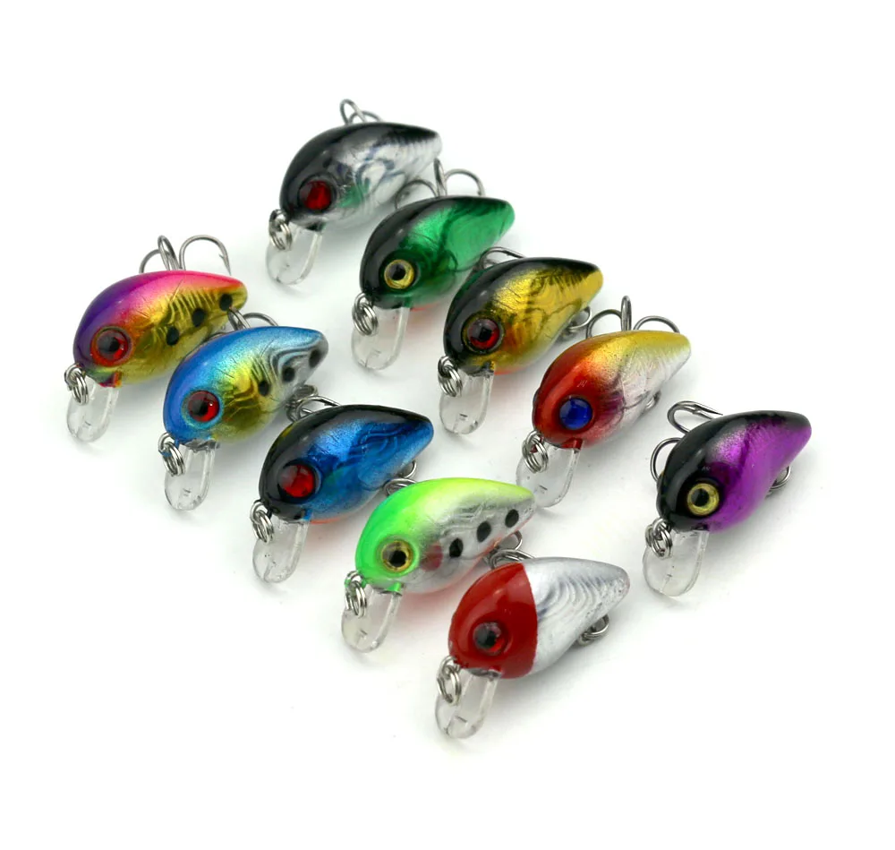 

HENGJA 10PCS Crankbait Fishing Bait 3CM-1.5G-10# Hook Hard Bait Fishing Wobblers Fishing Tackle