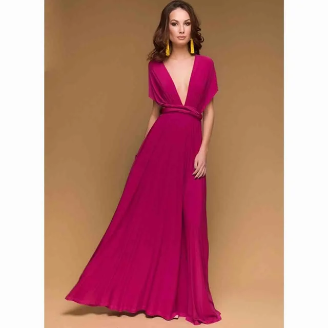 Sexy Women Multiway Wrap Convertible Boho Maxi Club Red Dress Bandage Long Dress Party Bridesmaids Infinity Robe Longue Femme Mei red