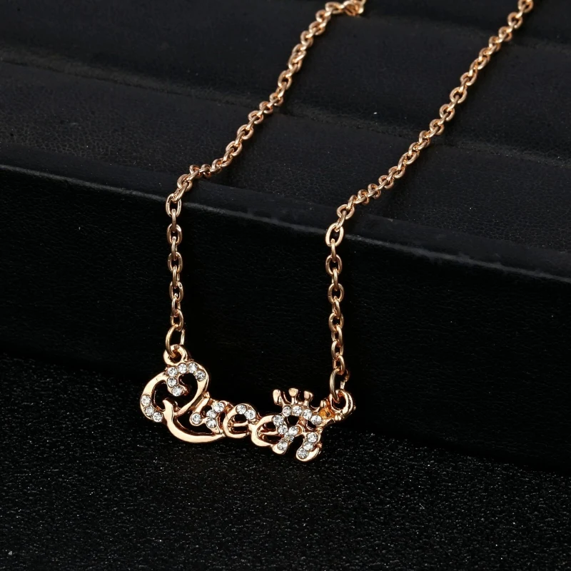 

Luxury Letter Short Clavicle Chain Necklace For Women Party Chain Necklace Princess Rhinestone Pendent Jewelry Necklace