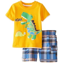 Dino Fashion Boy Clothes Suit Toddler T-Shirts Pants Set 100% Cotton Children Outfits Tee Shirt Shorts Plaid Pant Sport Suits Dino Fashion Boy Clothes Suit Toddler T-Shirts Pants Set 100% Cotton Children Outfits Tee Shirt Shorts Plaid Pant Sport Suits