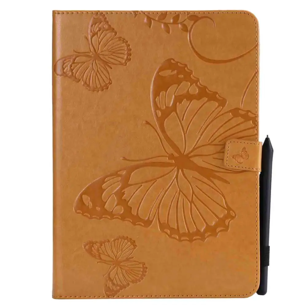 Для Coque iPad 9,7 Чехол элегантный бабочка кожаный бумажник Folio Kickstand чехол для iPad 9,7 дюймов слот для карт планшета - Цвет: yellow