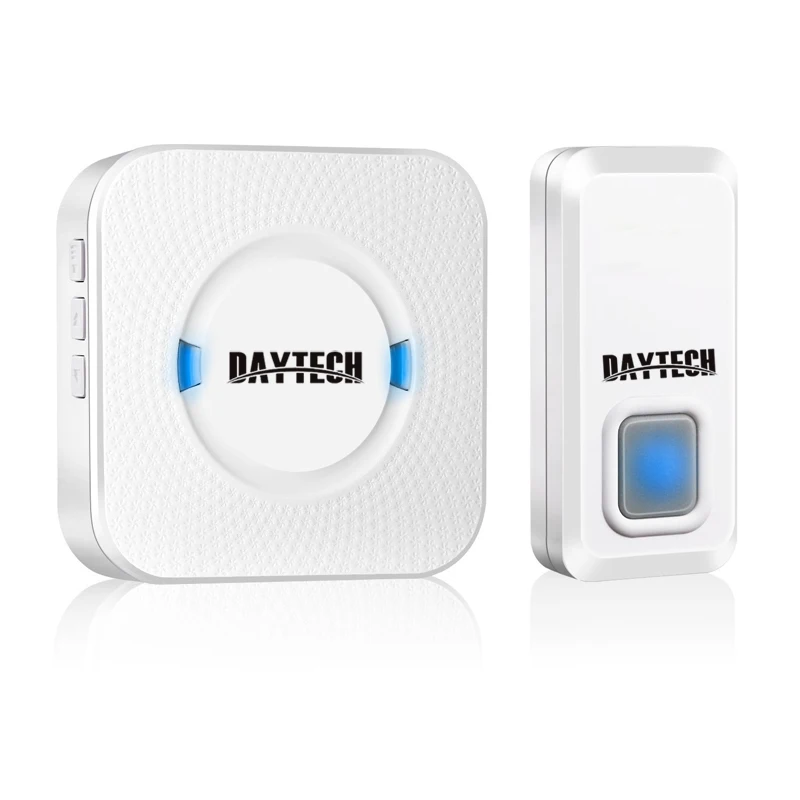 

DAYTECH Wireless DoorBell Chime Kits Waterproof Door Bell 1 Plug-in Doorbell Receiver 1 Alarm Push Button LED Indicater Ring